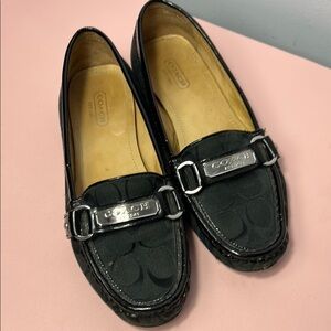 Coach Black Loafers with Silver Buckle